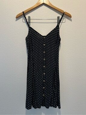 American Eagle Outfitters - Black Button-Front Slip Dress - Women's Size XS